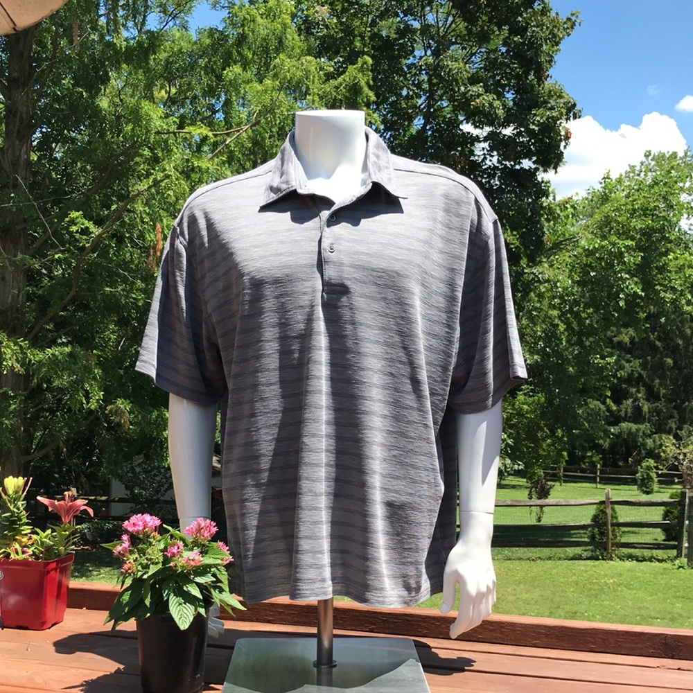 Joseph Abboud Short Sleeve Polo Shirt Mens XXL Gray Striped 2XL